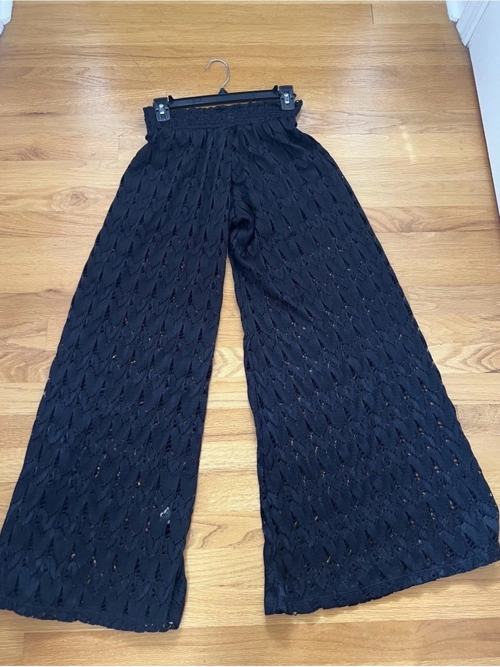 Surf Gypsy Women’s Crochet Black Wide Leg Beach Pant Cover Up Size Small